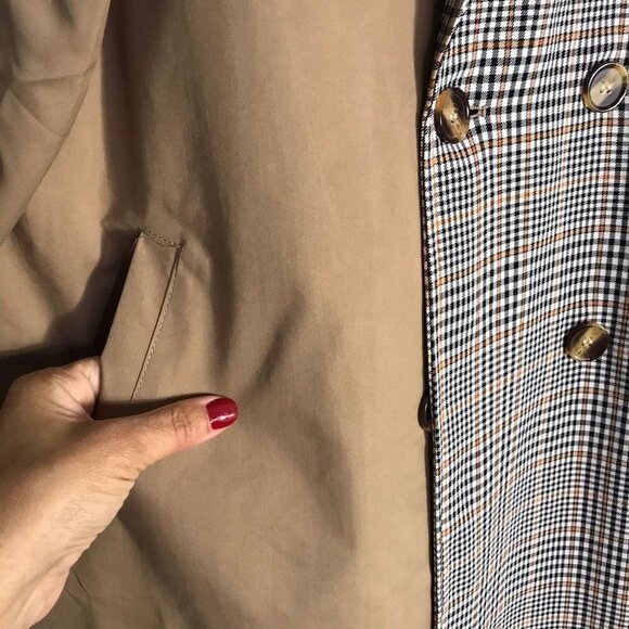 Miss Guided Brown Checkered Long Coat Size 10 - Picture 5 of 12